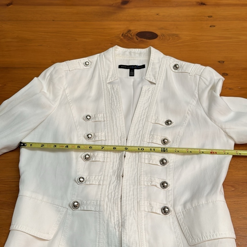 White House Black Market Ponte Military White Cropped Jacket / Blazer - Picture 11 of 12